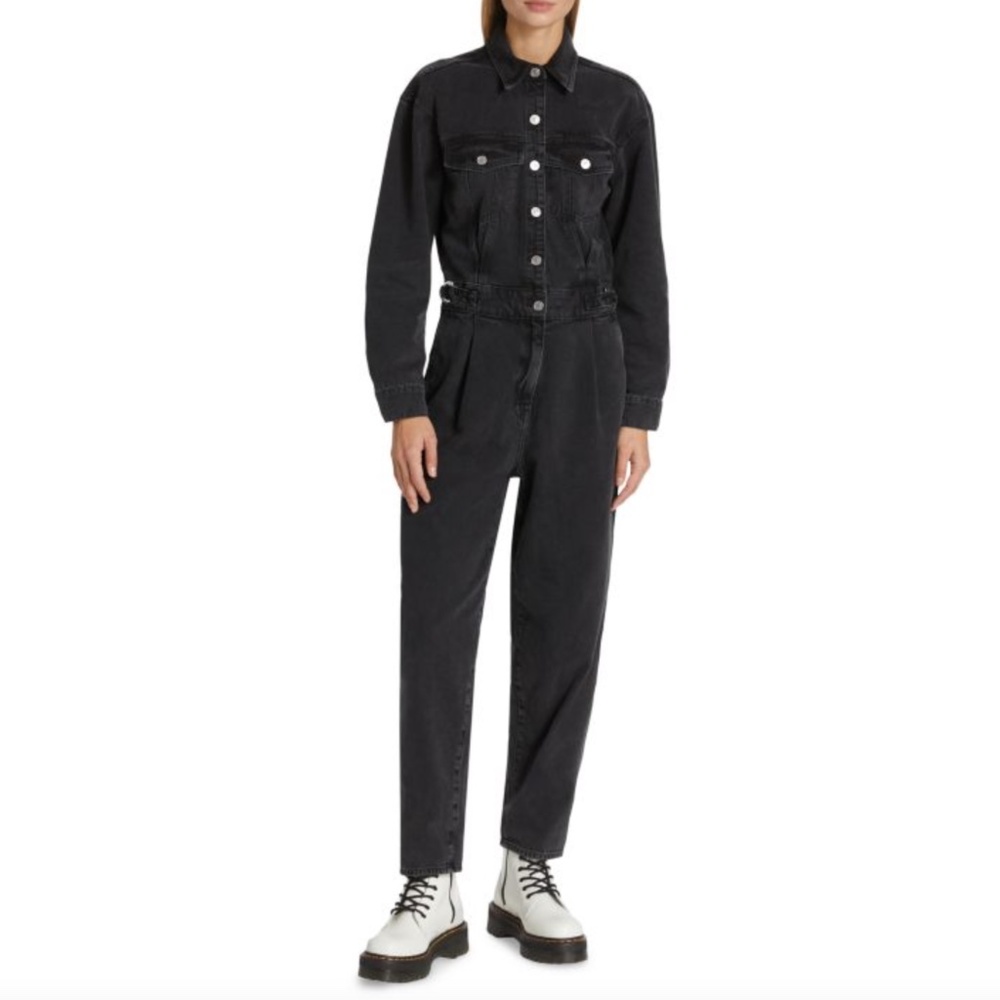 NWT 7 FOR ALL MANKIND Ballon Denim Utilty Jumpsuit in Night Iris